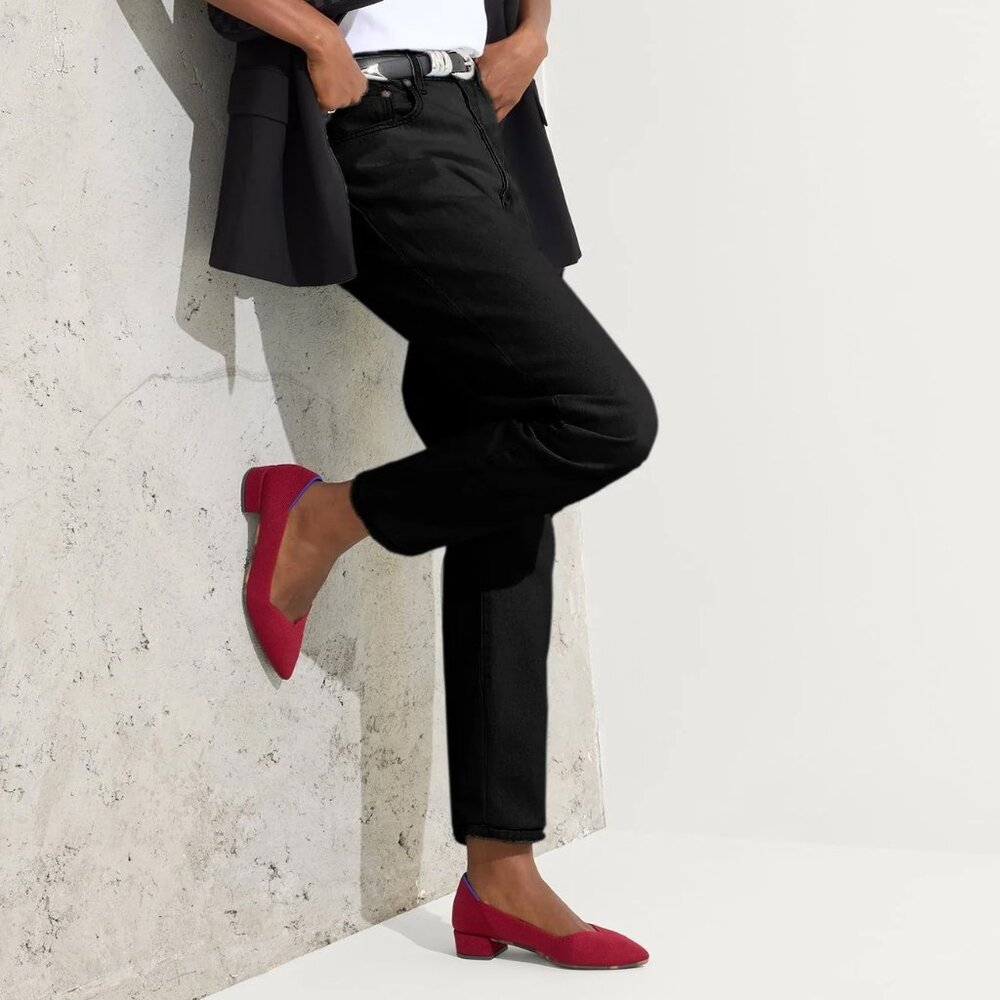 Women's ROTHYS Red Low Block Heel Pumps